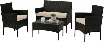 4-Piece Patio Furniture Set - Rattan Outdoor Couch