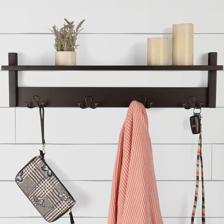 Coat Rack with Shelf and 4 Hooks — Lavish Home