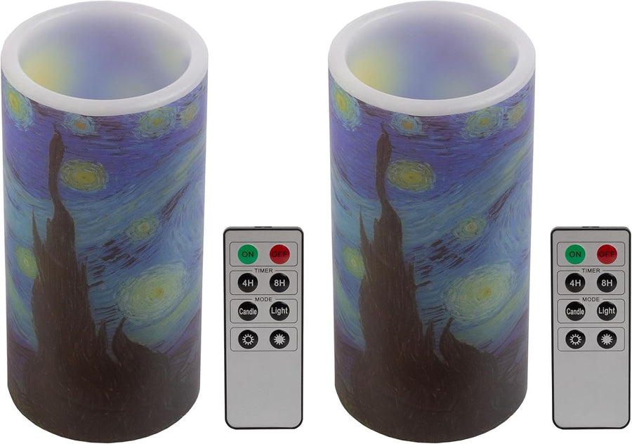 Flameless Candles - 2-Pack Van Gogh Starry Night Battery — Lavish Home