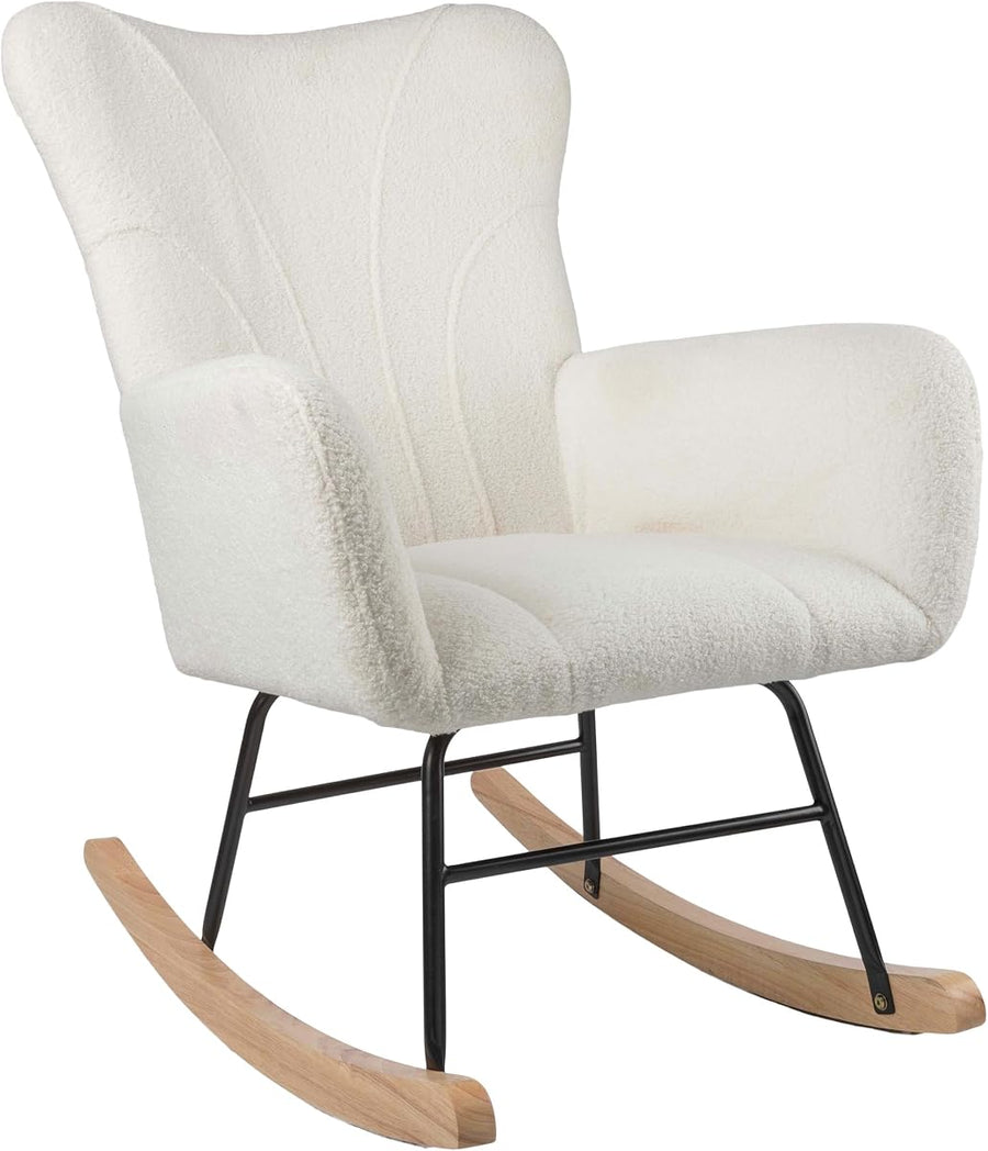 Rocking Chair - Teddy Fabric, (L) 27” x (W) 34.3” x (H) 39.8” — Lavish Home