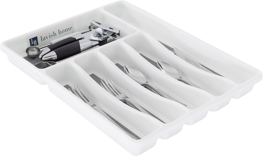 Silverware Drawer Organizer with 6 Sections and Nonslip Tray — Lavish Home
