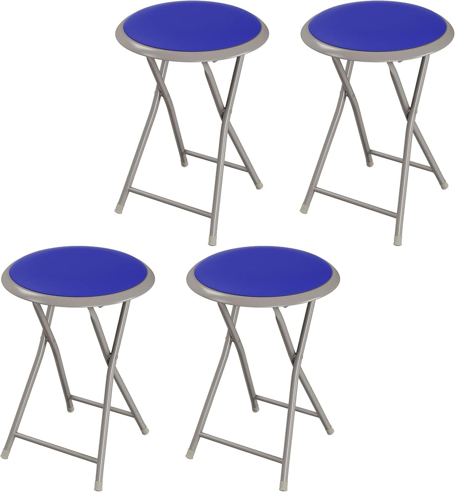 Portable Folding Stool with Backless Seat Set of 4, Blue, 18" — Lavish Home