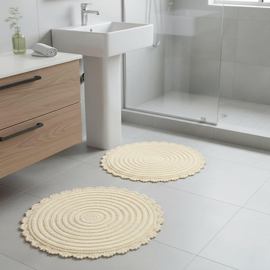 Bathroom Rugs - 2-Piece Woven 1560GSM Cotton Bath Mat Set — Lavish Home