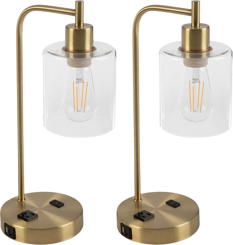 Set of 2 Table Lamps - Industrial, (L) 8.66” x (W) 5.91” x (H) 16.14” — Lavish Home