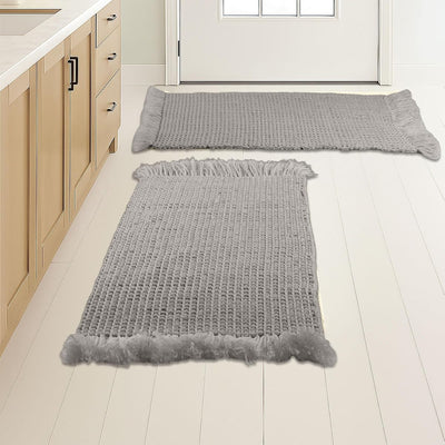 Bathroom Rugs - 2-Piece Waffle Bath Mat Set for Boho Bathroom