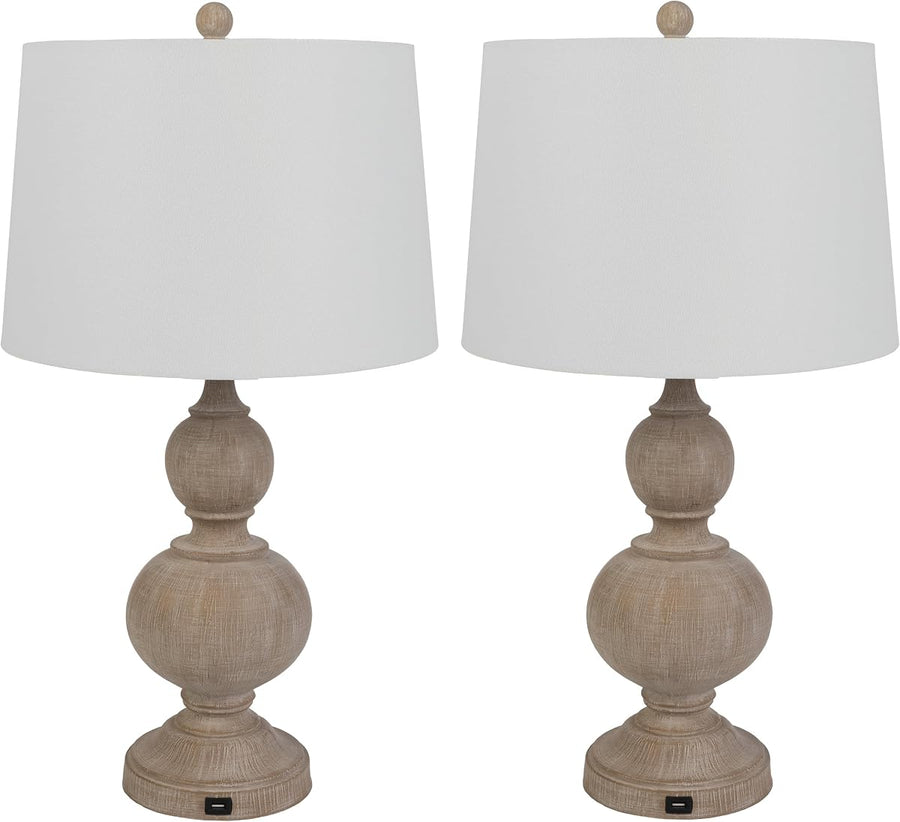 Set of 2 Table Lamps - Lamps with USB Charging Ports and LED — Lavish Home