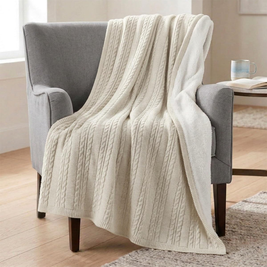Cable Knit Throw Blanket for Couch, Sofa, or Bed — Lavish Home