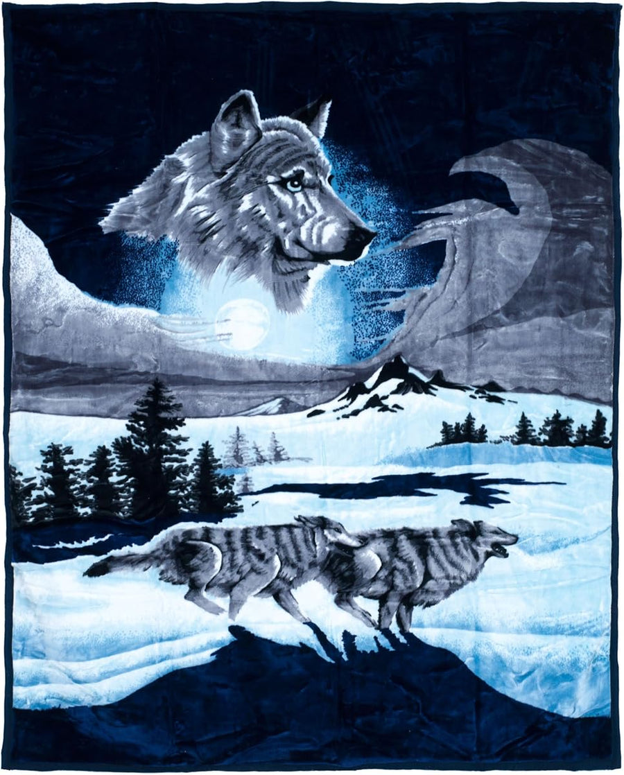 Wolf Blanket - 74x91-inch Printed Winter Wolf Blanket, 7.5-LB — Lavish Home