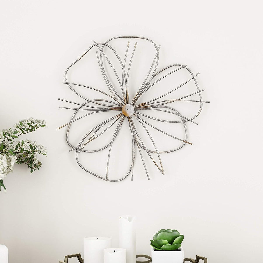Wall Decor - Metallic Layered Wire Flower Sculpture — Lavish Home