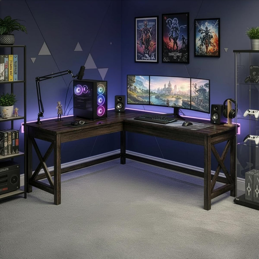 Computer Desk for Home Office, Dark Gray — Lavish Home