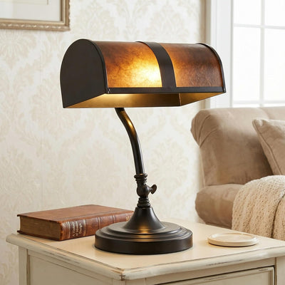 Mission-Style Bankers Desk Lamp, Black, 10" x 9" x 14"
