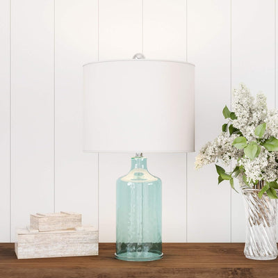 Table Lamp - Clear Glass Lamp with Open Base, LED Bulb