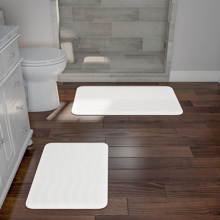 2-Piece Memory Foam Bath Mat Set- Off-White