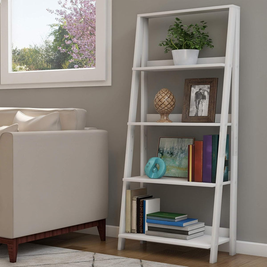 4-Tier Ladder Bookshelf, White — Lavish Home