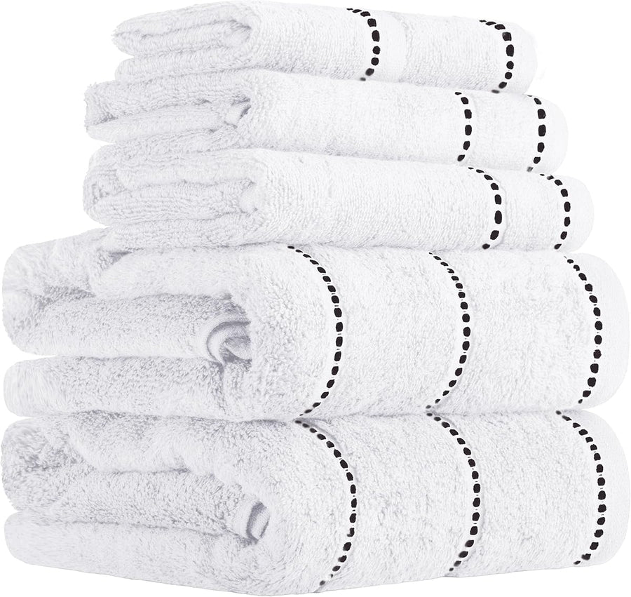 Bathroom Towels Set, Bathroom Accessories, White, Set of 6 — Lavish Home
