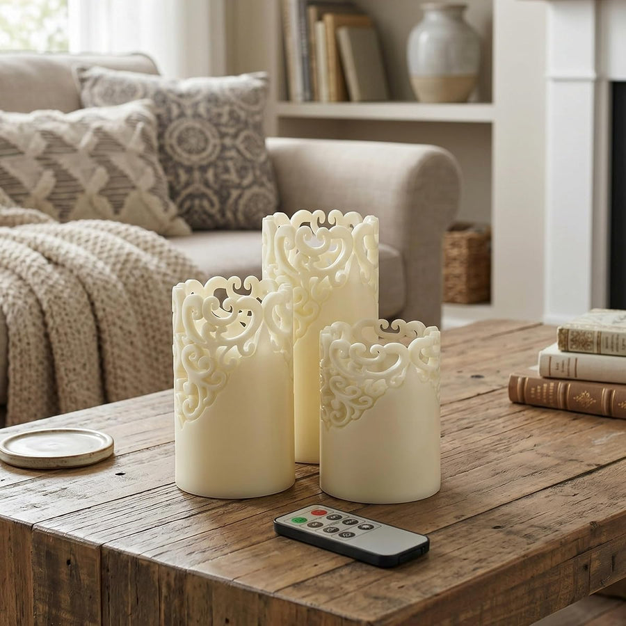 Remote Control LED Candles, Off-White, Set of 3, 6"/5"/4" — Lavish Home