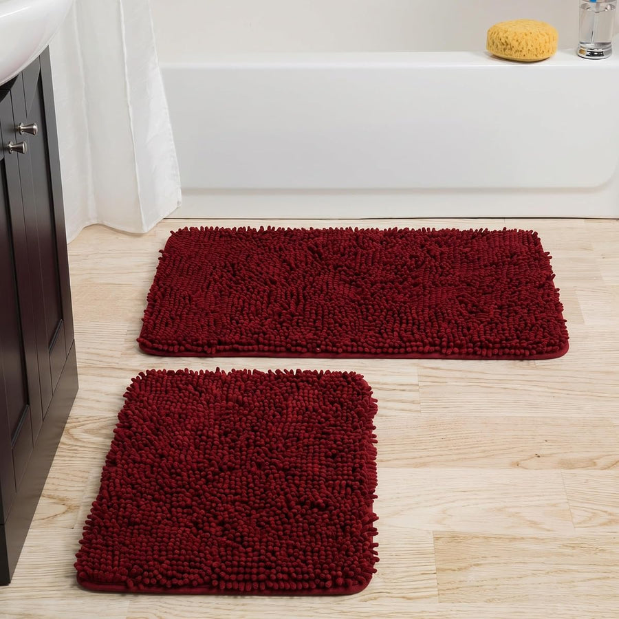 2 Piece Bathroom Rug Set, Burgundy — Lavish Home