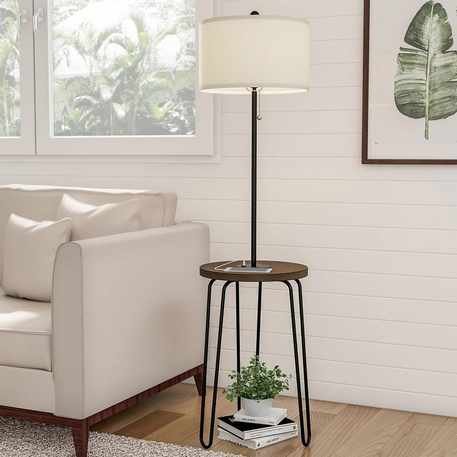 Floor Lamp with Table, (L) 17” x (W) 17” x (H) 59” — Lavish Home