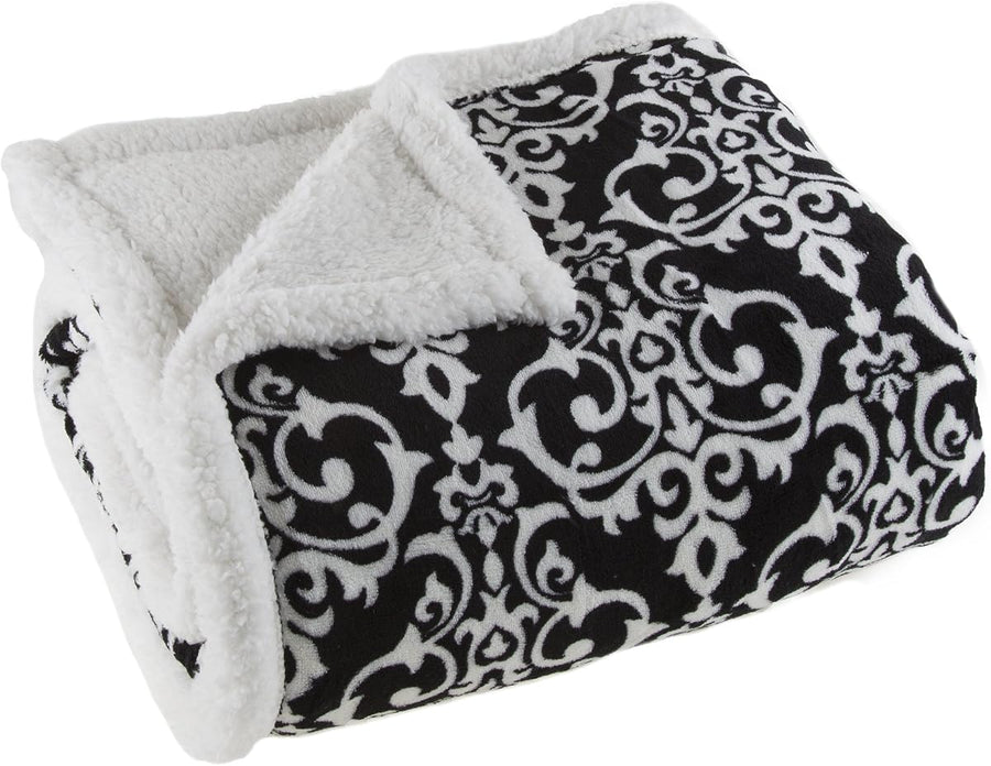Reversible Fleece Blanket, Black/White, 50" x 60" — Lavish Home