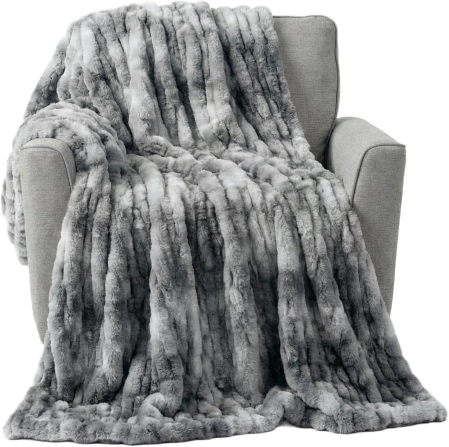 Oversized Ruched Faux Fur Blanket — Lavish Home