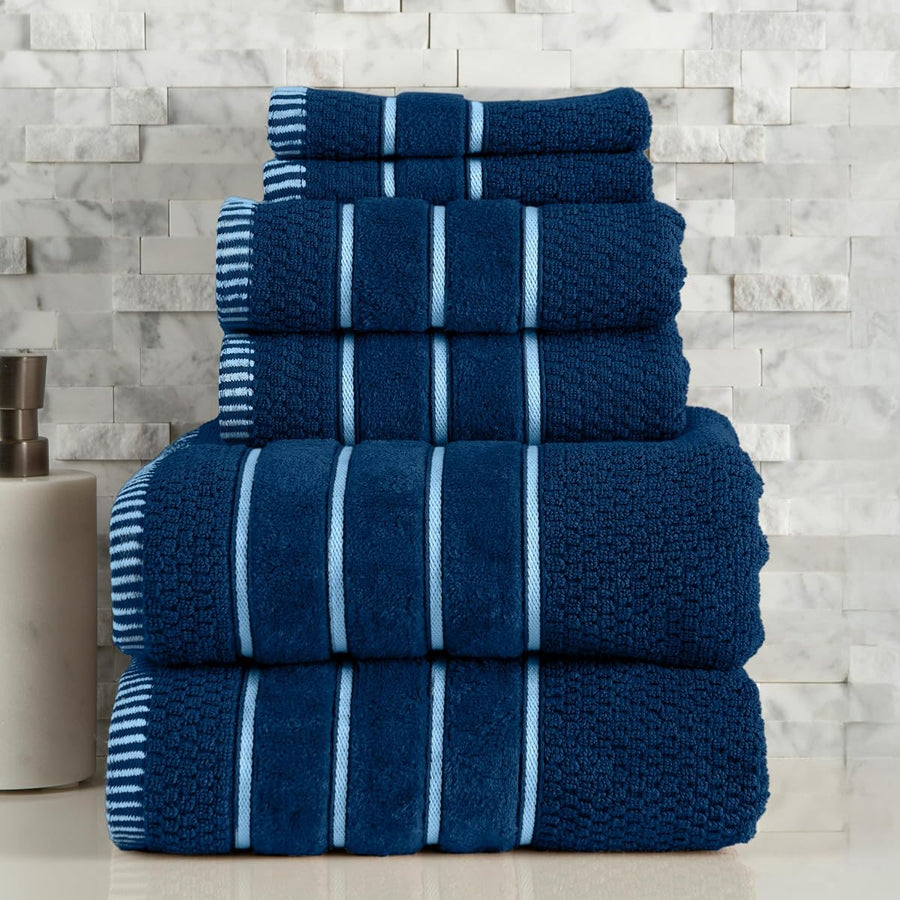 Bathroom Towels Set, Bathroom Accessories, Navy, 27.5"x53.5"x0.25" — Lavish Home