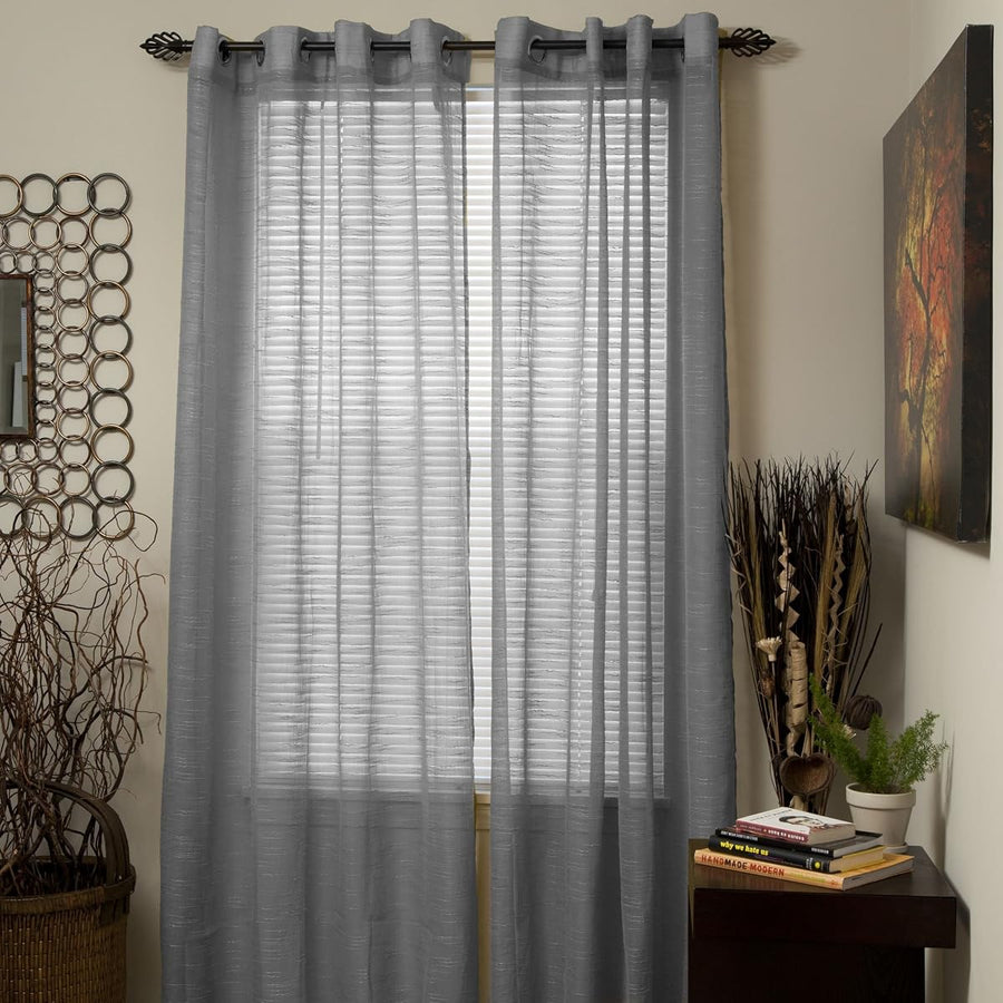 Mia Jacquard Grommet Curtain Panel - Gray — Lavish Home