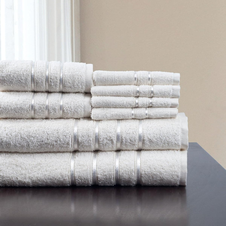 8 Piece 100% Cotton Plush Bath Towel Set - White — Lavish Home
