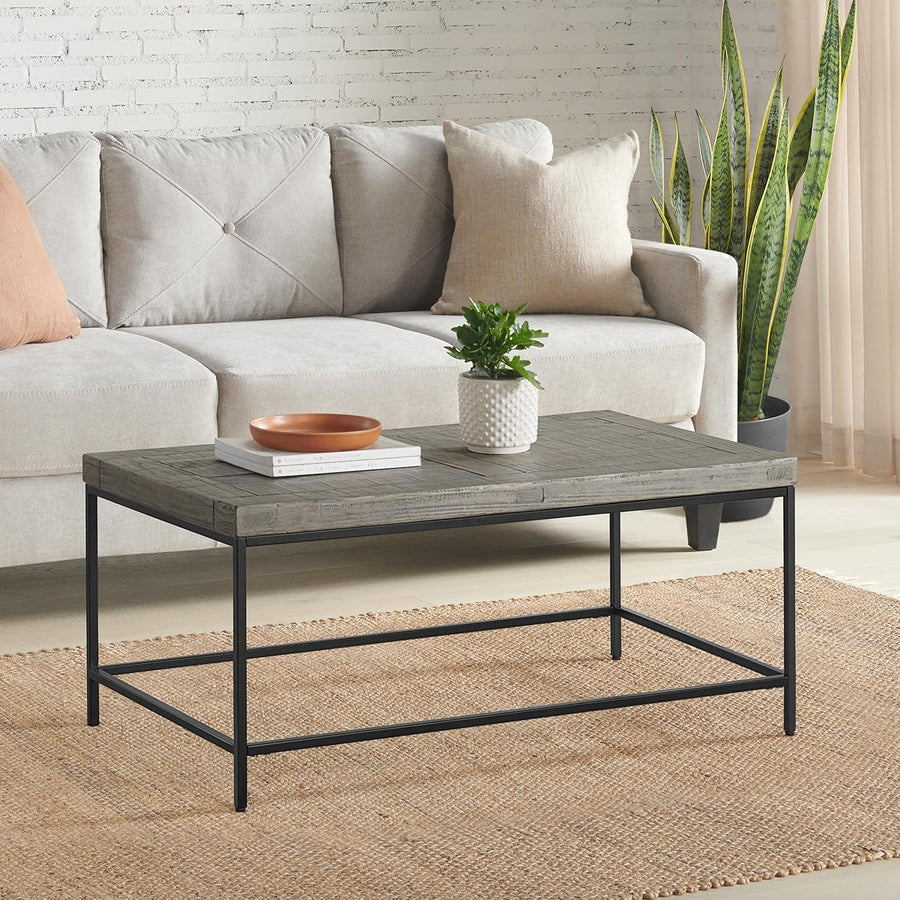 Coffee Table - Industrial Modern Table with Wood Top and Metal — Lavish Home