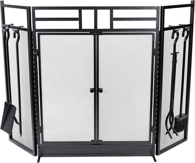 Fireplace Screen - 3 Panel Fireplace Gate with Fireplace Doors