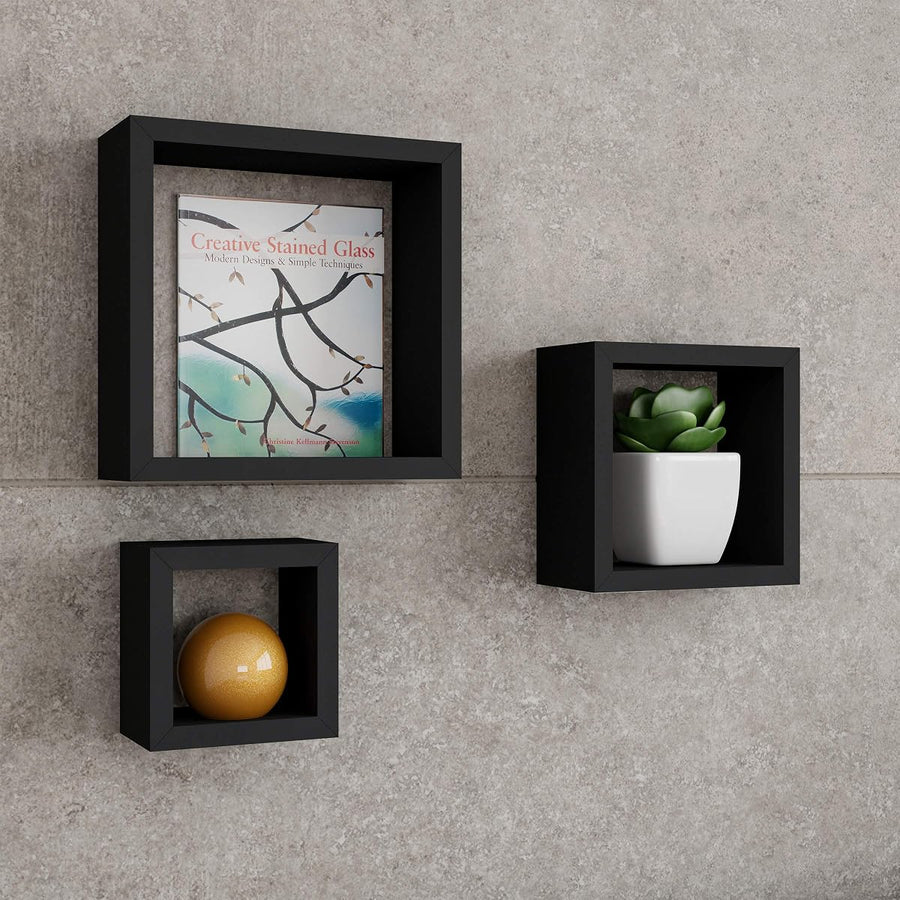 Floating Shelves- Cube Wall Shelf Set with Hidden Brackets — Lavish Home
