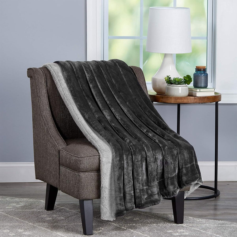 Plush Woven Sherpa Blanket, 70” L x 60” W — Lavish Home