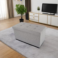 Folding Storage Ottoman - Tufted Footrest, Linen Chest view 5