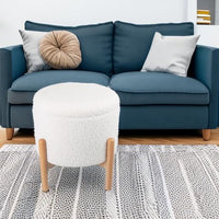 Round Sherpa Storage Ottoman Pouf with Removable Lid view 5