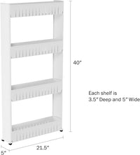 3 Tier Shelf Rolling Cart, White view 8
