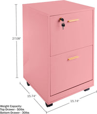 2-Drawer Wooden File Cabinet with Lock, Black, 16" x 27" view 14