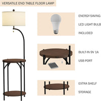 Floor Lamp with End Table, 58 inches x 16 inches x 16 inches view 3