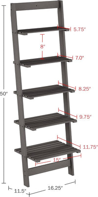 5-Tier Ladder Shelf, Narrow Leaning Bookshelf, White, 50" view 24