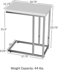 C-Shaped Sofa Side Table, White, 19.75" x 11.75" x 23.75" view 5