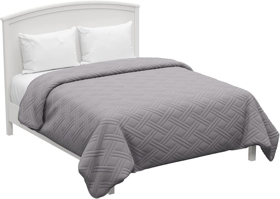 All-Season Light Comforter Quilted Blanket, Twin Size, Gray &mdash; Lavish Home