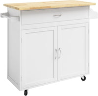Kitchen Island with Spice Rack and Storage Cabinet, White view 4