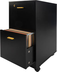 2-Drawer Wooden File Cabinet with Lock, Black, 16" x 27" view 4