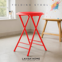 Folding Stool with Padded Backless Seat Set of 4, Gray, 24" view 8