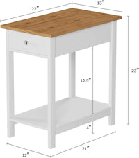Side Table - Small Night Stand with Drawer and Open Storage view 9