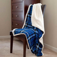Reversible Plaid Fleece 50 x Machine-Washable Sherpa Throw view 2