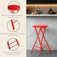 Folding Stool with Padded Backless Seat Set of 4, Gray, 24" view 10