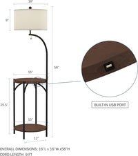 Floor Lamp with End Table, 58 inches x 16 inches x 16 inches view 6