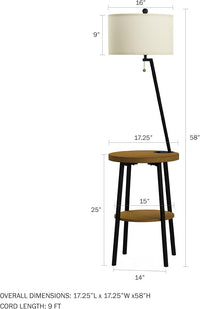 Floor Lamp with Table, (L) 17.25” x (W) 17.25” x (H) 58” view 3