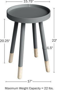 Round End Table, White, 17" x 22" view 8