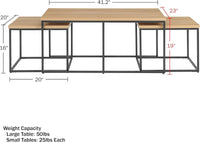 3-Piece Coffee Table Set, (L) 41.2” x (W) 23” x (H) 19” view 2