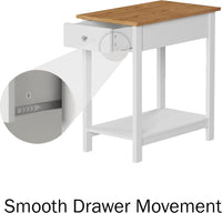 Side Table - Small Night Stand with Drawer and Open Storage view 11